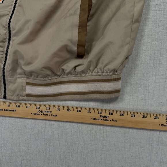 Members Only Varsity Bomber Jacket Beige Brown Patches Tiger Graphic Size L - Picture 13 of 16